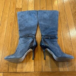 White House Black Market Alexina High Heeled Gray Suede Boots Sz 7.5